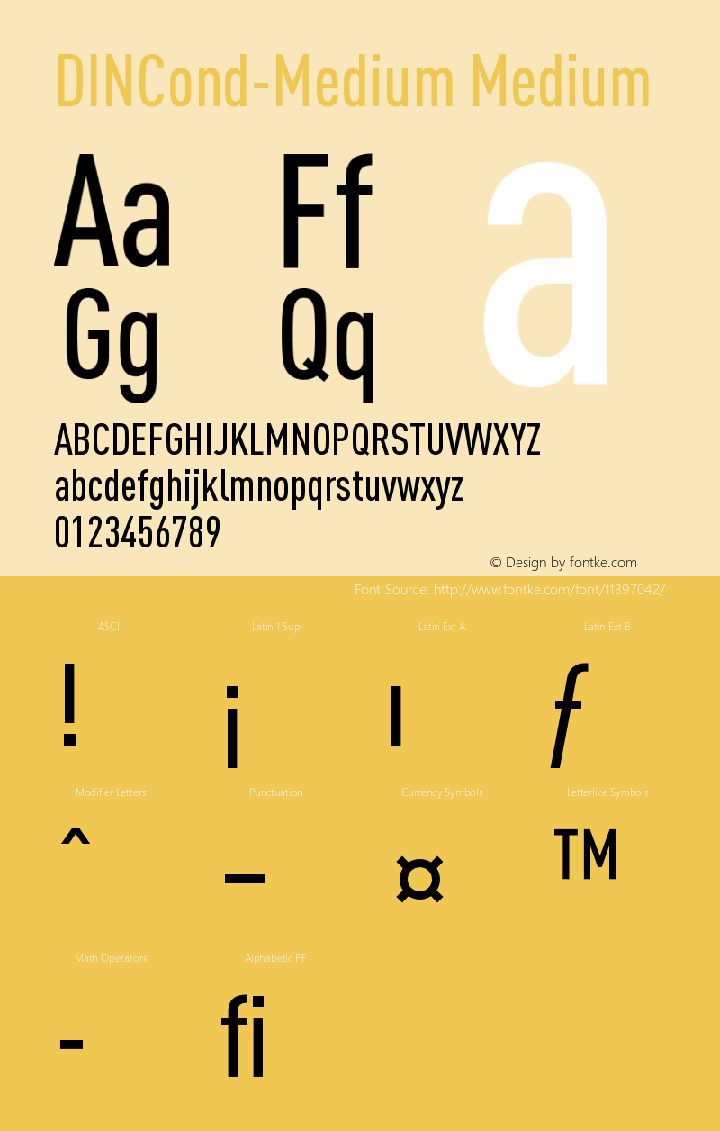 DINCond-Medium Medium Version 001.000 Font Sample