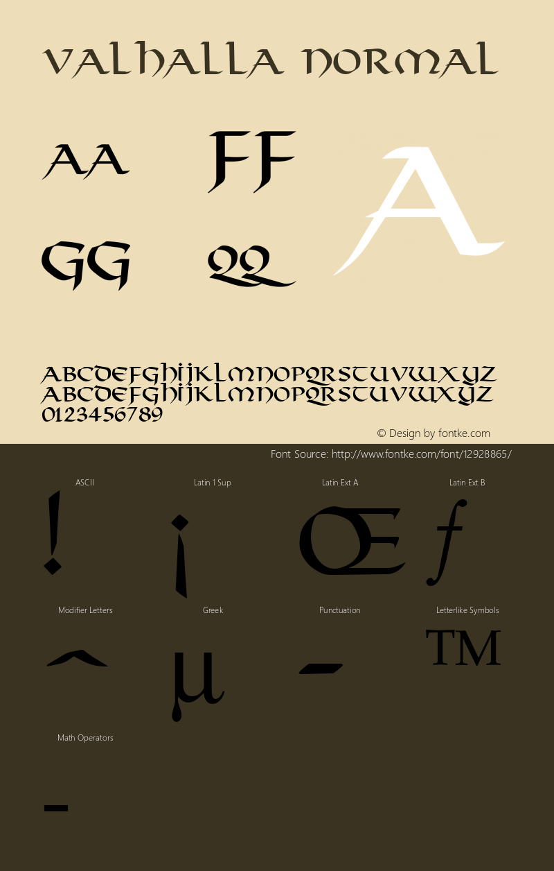 Valhalla Normal Altsys Fontographer 4.1 1/10/95 Font Sample