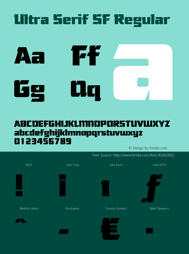 Ultra Serif SF Regular Altsys Fontographer 3.5  28.09.1993 Font Sample