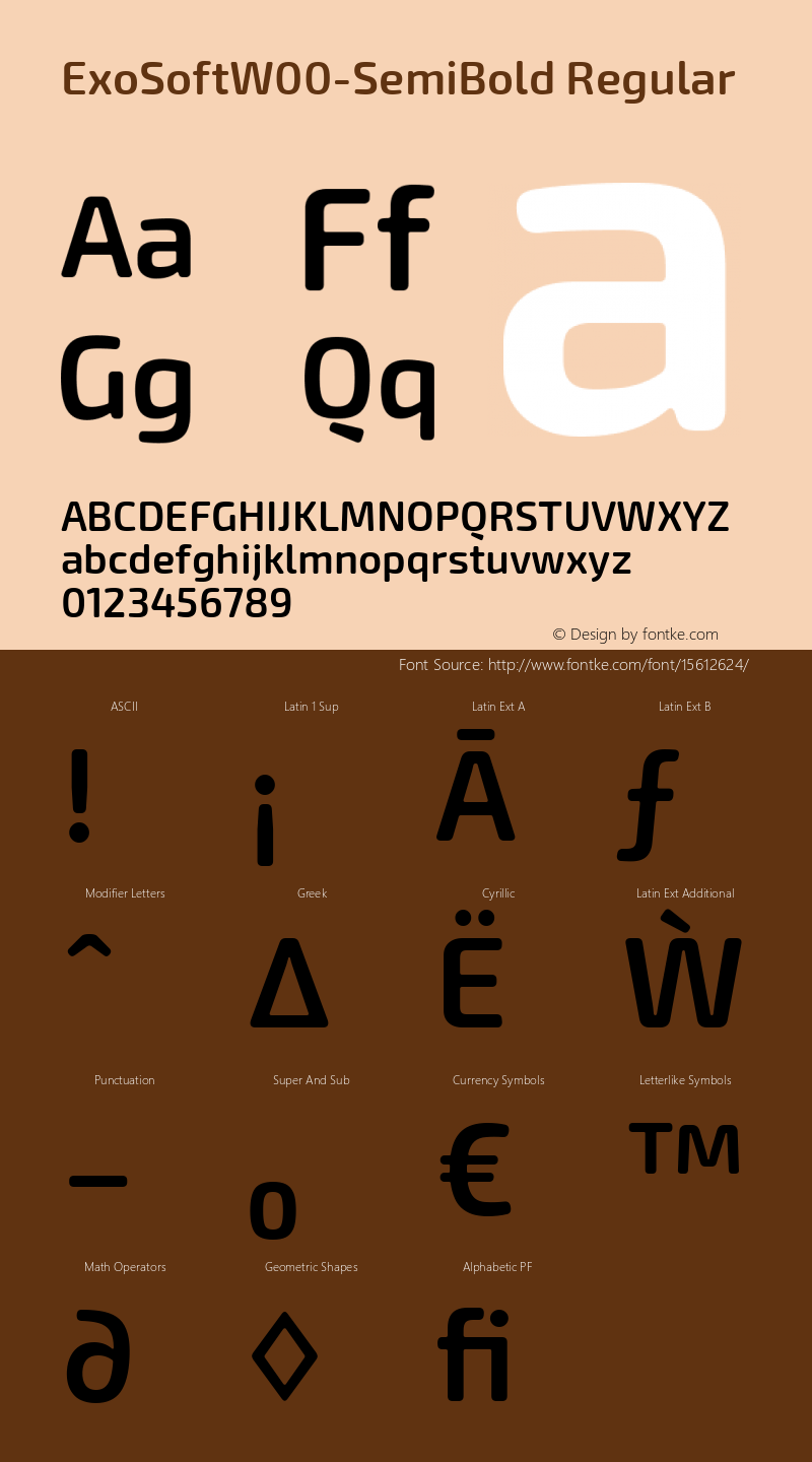 ExoSoftW00-SemiBold Regular Version 1.10 Font Sample