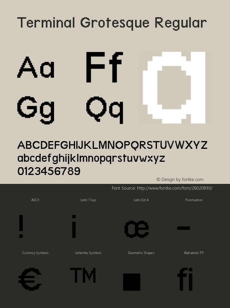 Terminal Grotesque Regular Version 1.0 Font Sample