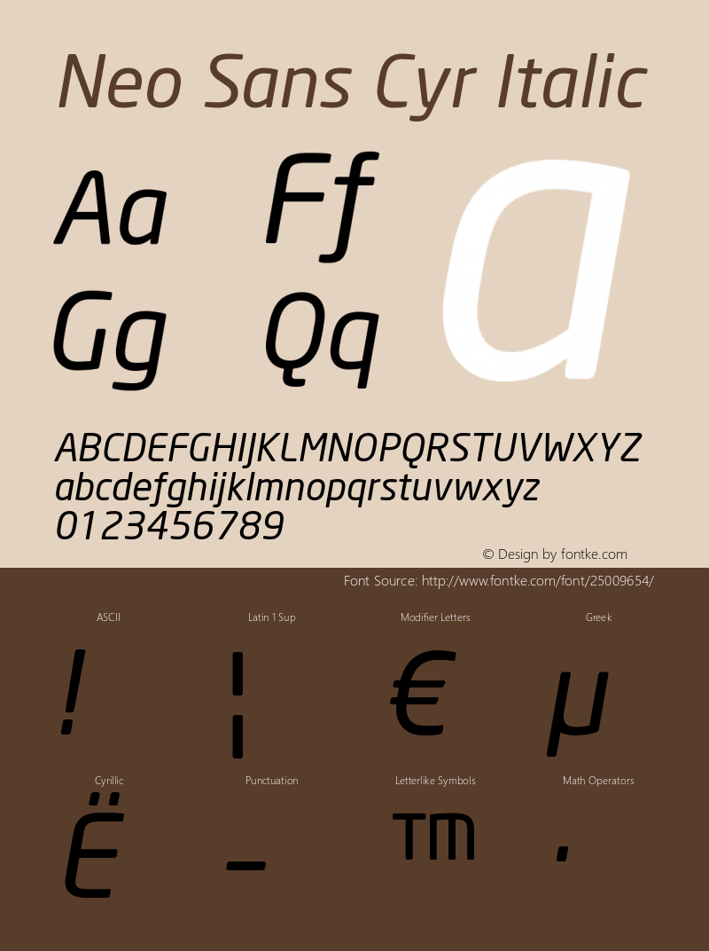 Neo Sans Cyr Italic Version 1.00 Font Sample