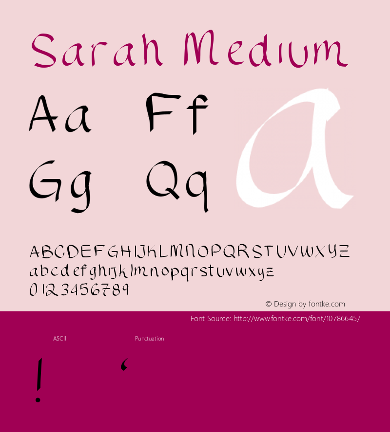 Sarah Medium Version 001.000 Font Sample