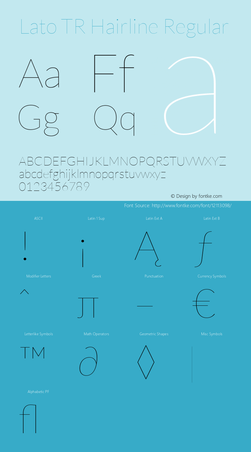 Lato TR Hairline Regular Version 1.104 2013 Font Sample