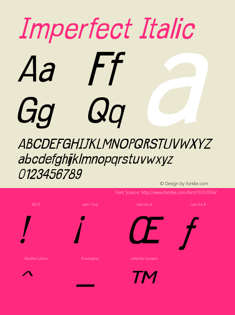 Imperfect Italic Version 001.000 Font Sample