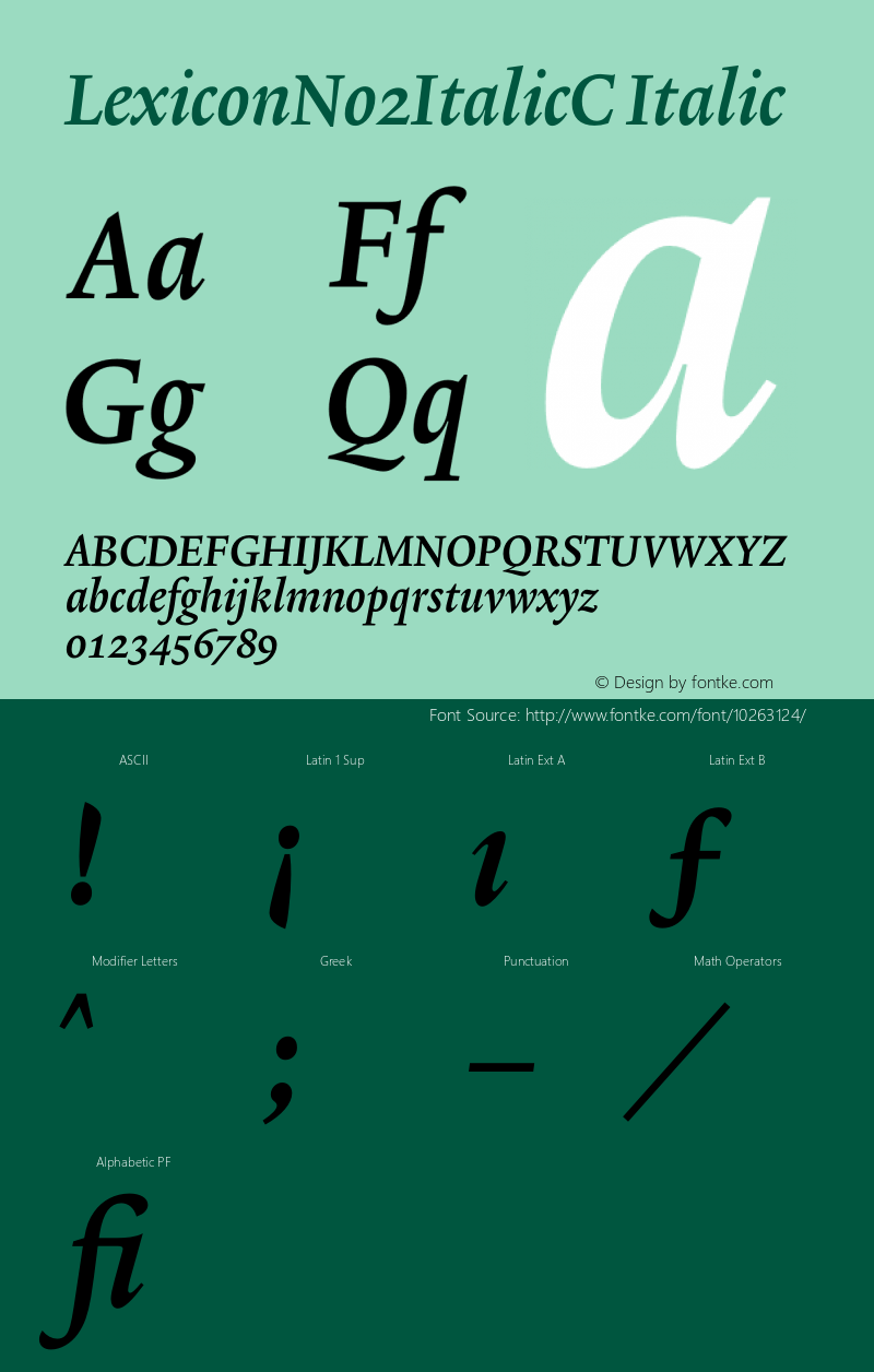 LexiconNo2ItalicC Italic 001.000 Font Sample