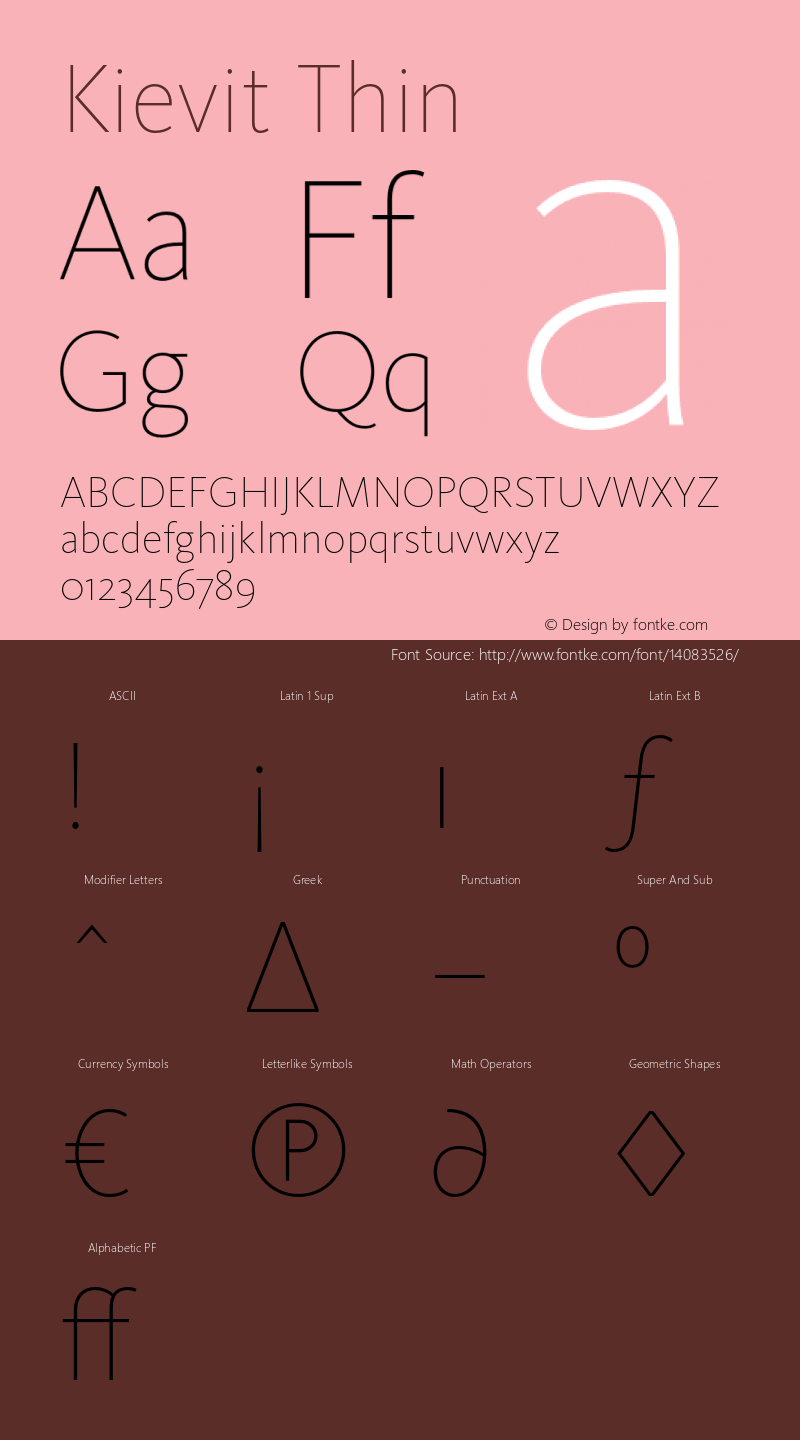 Kievit Thin Version 7.460;PS 7.046;hotconv 1.0.38 Font Sample