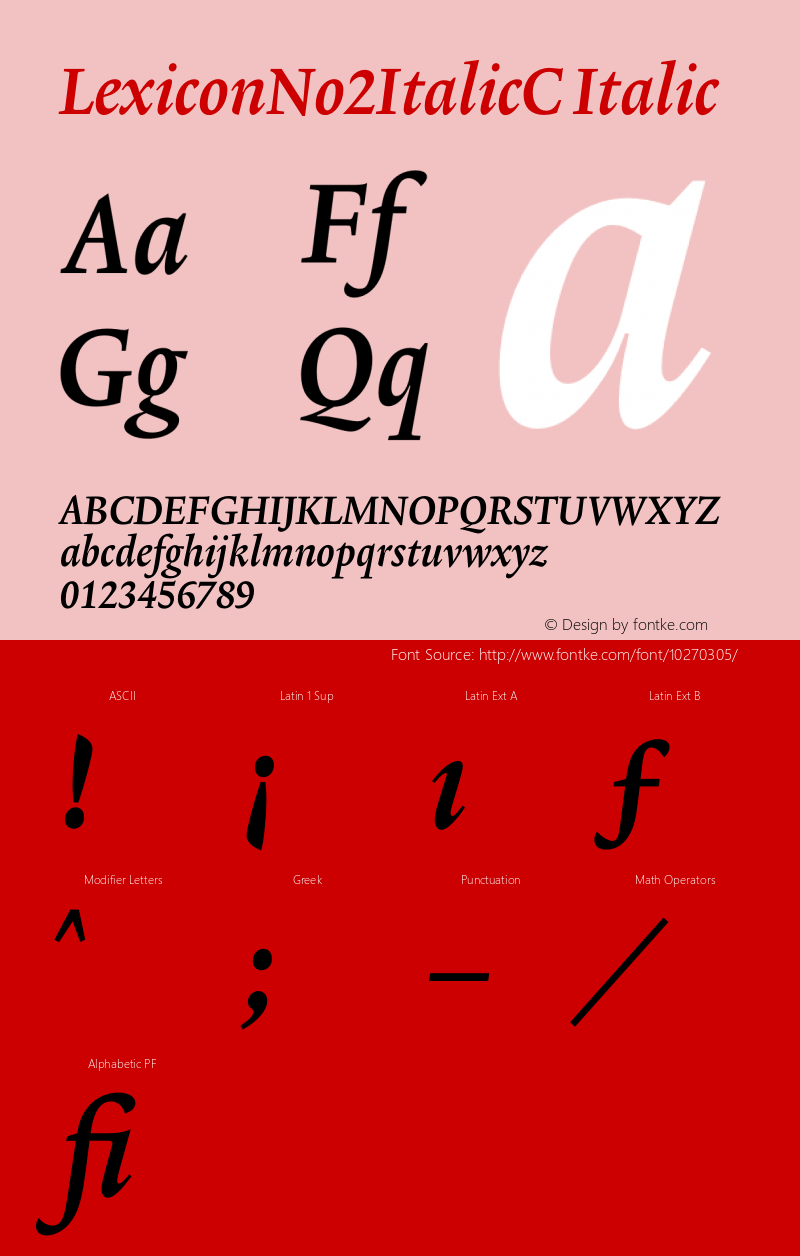 LexiconNo2ItalicC Italic 001.000 Font Sample