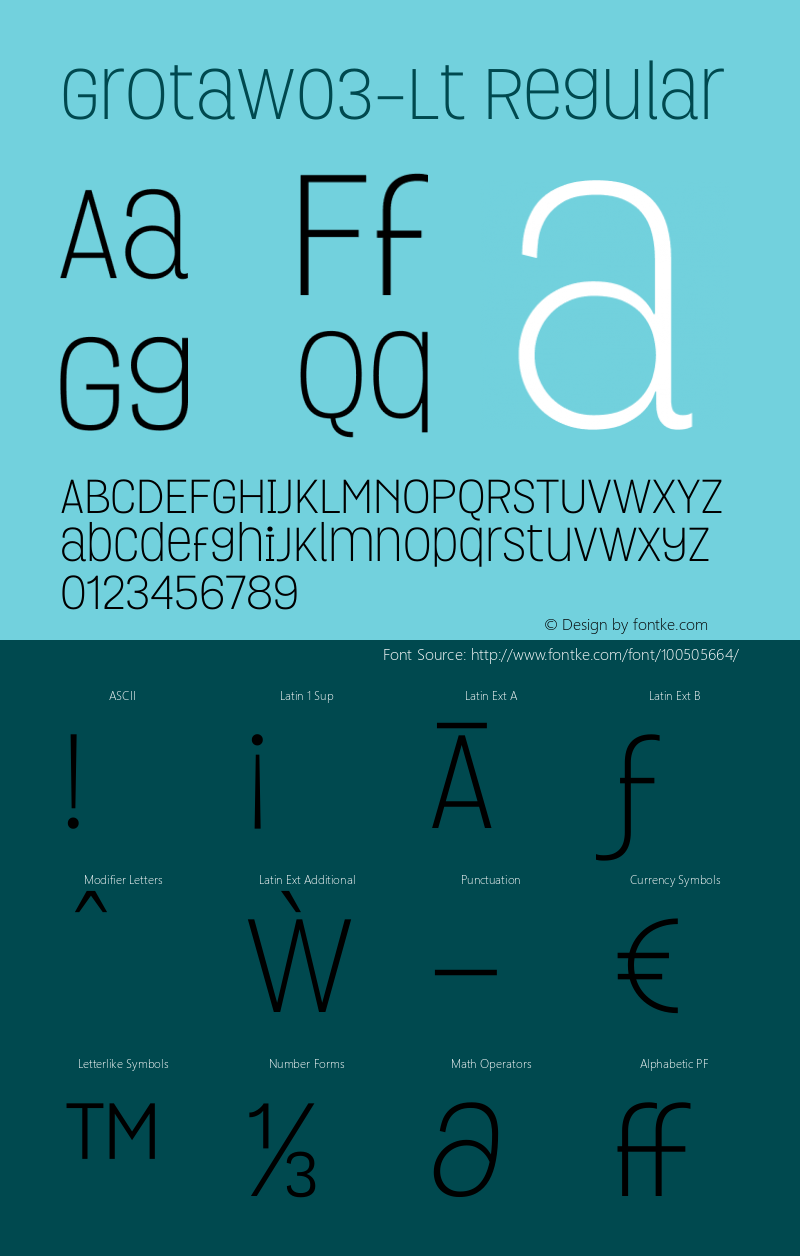 Grota W03 Lt Version 1.00 Font Sample