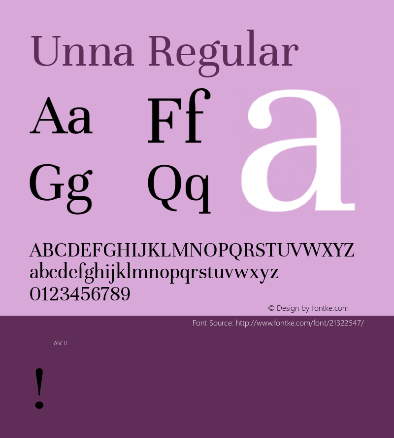 Unna Regular  Font Sample