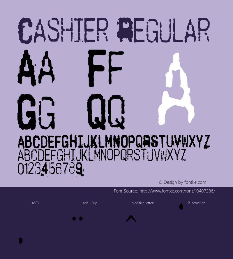 Cashier Regular Version 1.00 March 7, 2011, initial release Font Sample