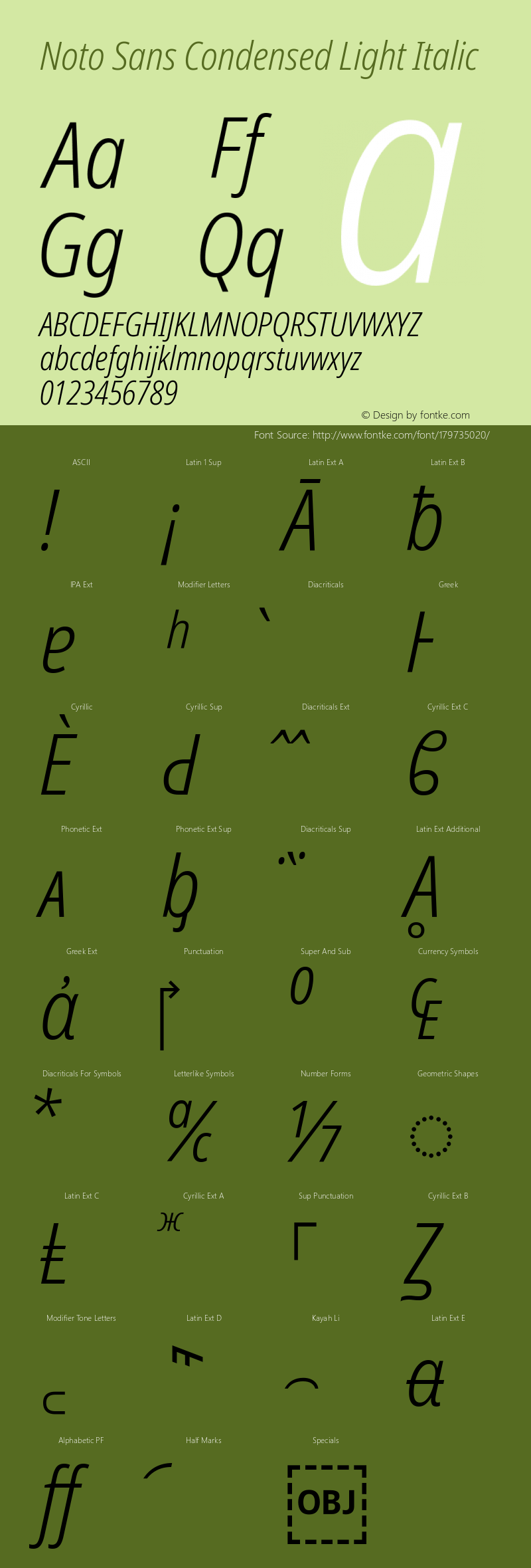 Noto Sans Condensed Light Italic Version 2.003图片样张