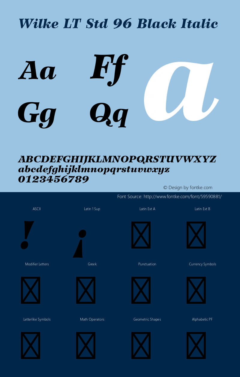 WilkeLTStd-BlackItalic OTF 1.029;PS 001.000;Core 1.0.33;makeotf.lib1.4.1585 Font Sample