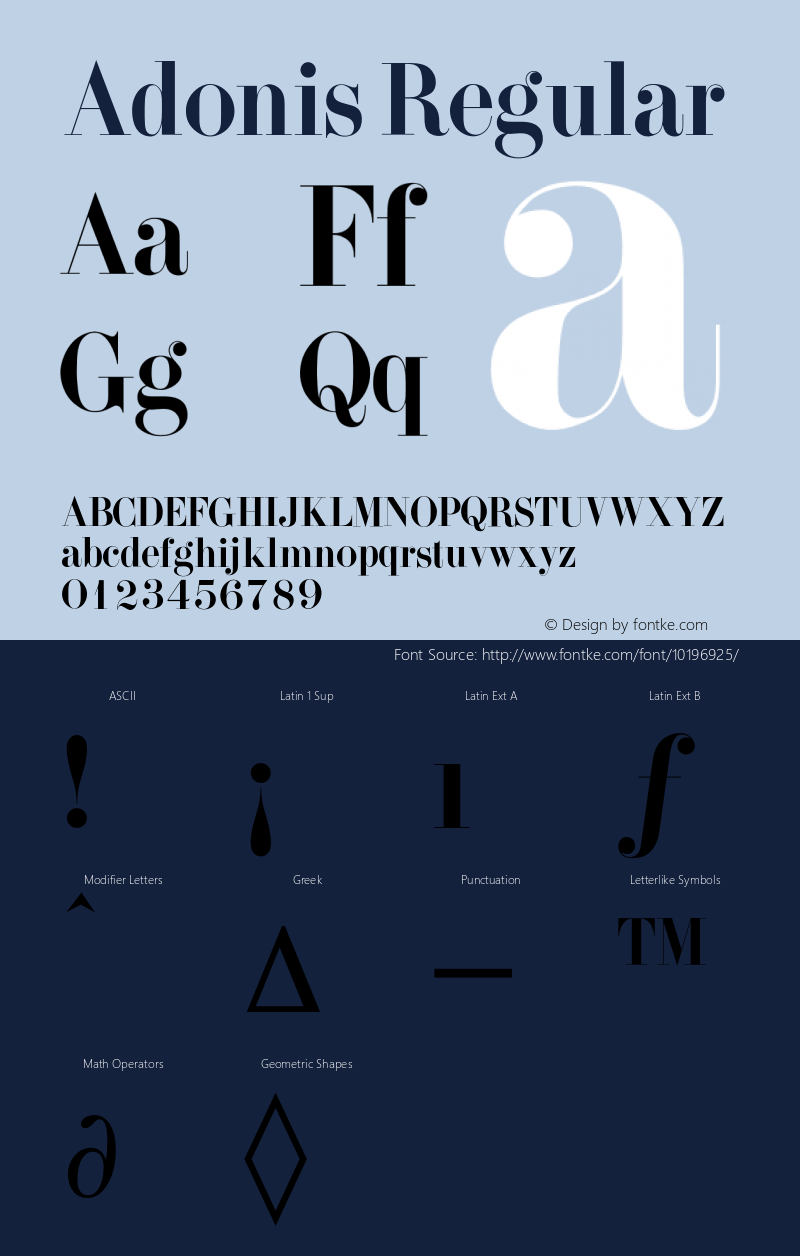 Adonis Regular 001.001 Font Sample