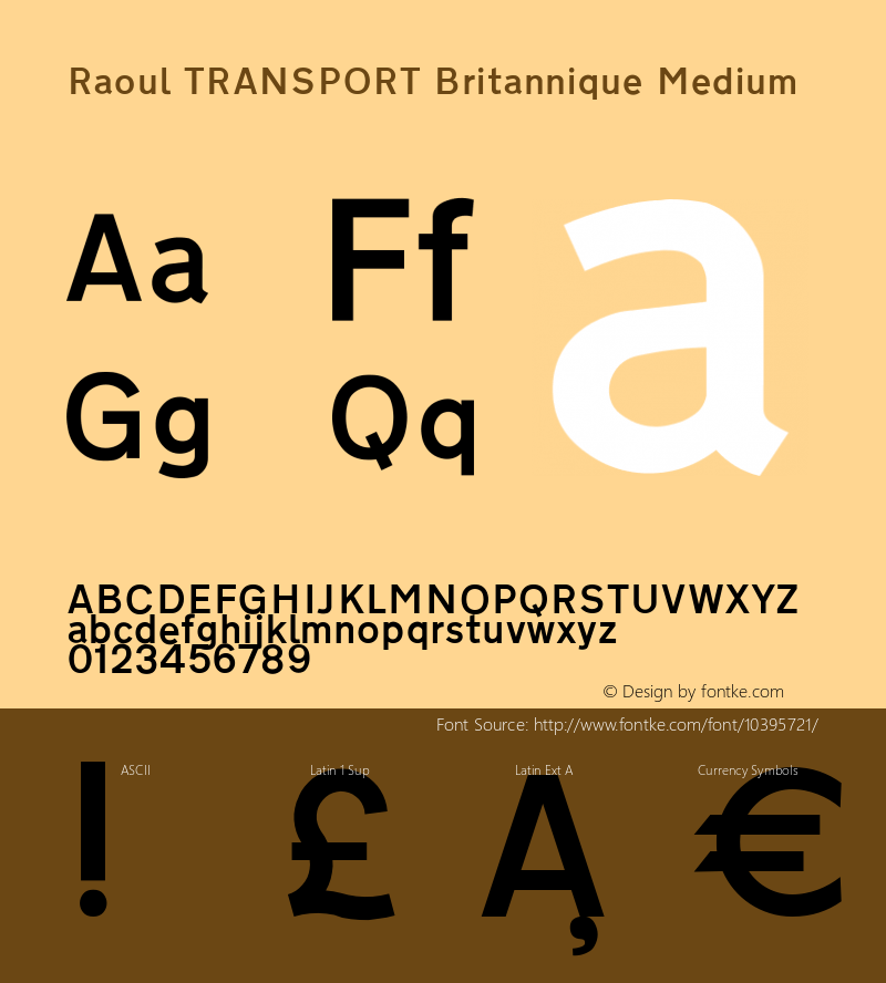 Raoul TRANSPORT Britannique Medium Unknown Font Sample