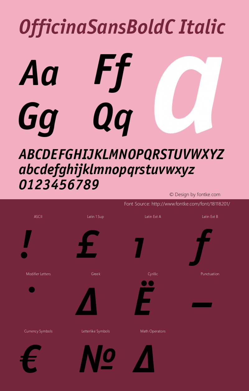 OfficinaSansBoldC Italic OTF 1.0;PS 001.000;Core 116;AOCW 1.0 161 Font Sample