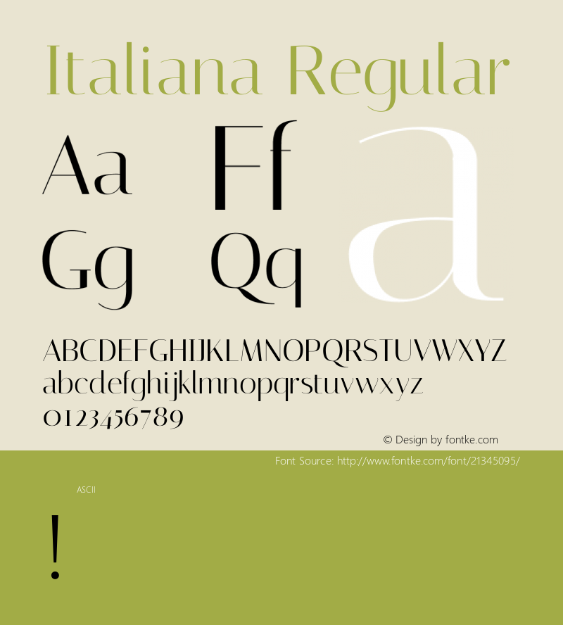 Italiana Version 1.0 Font Sample