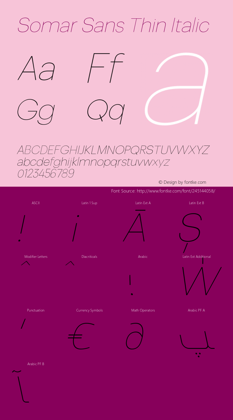 Somar Sans Thin Italic Version 1.002;hotconv 1.0.109;makeotfexe 2.5.65596图片样张