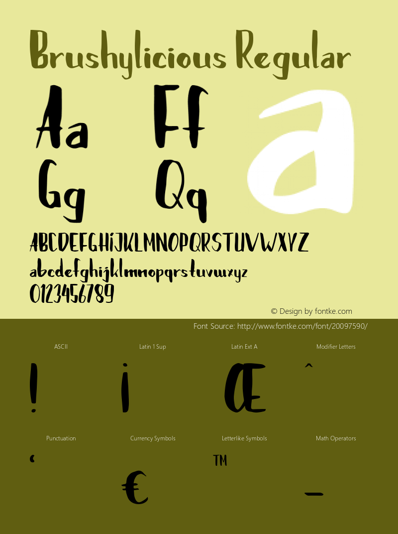 Brushylicious Version 1.0 -  by Pollux of Geminorum Type Foundry Font Sample