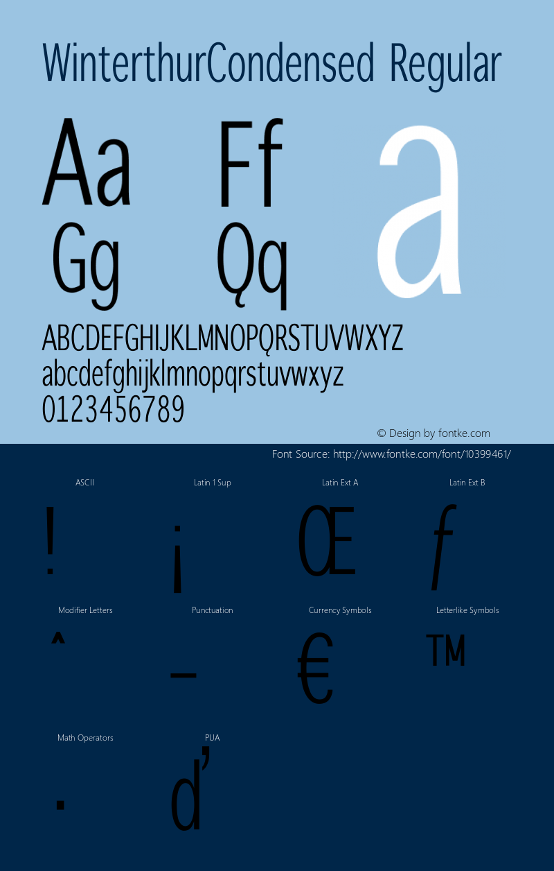 WinterthurCondensed Regular 1.0 2004-07-15 Font Sample