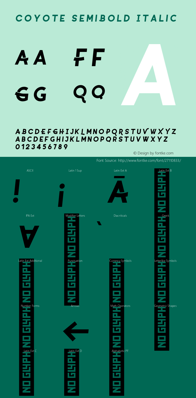 Coyote SemiBold Italic Version 1.000 Font Sample