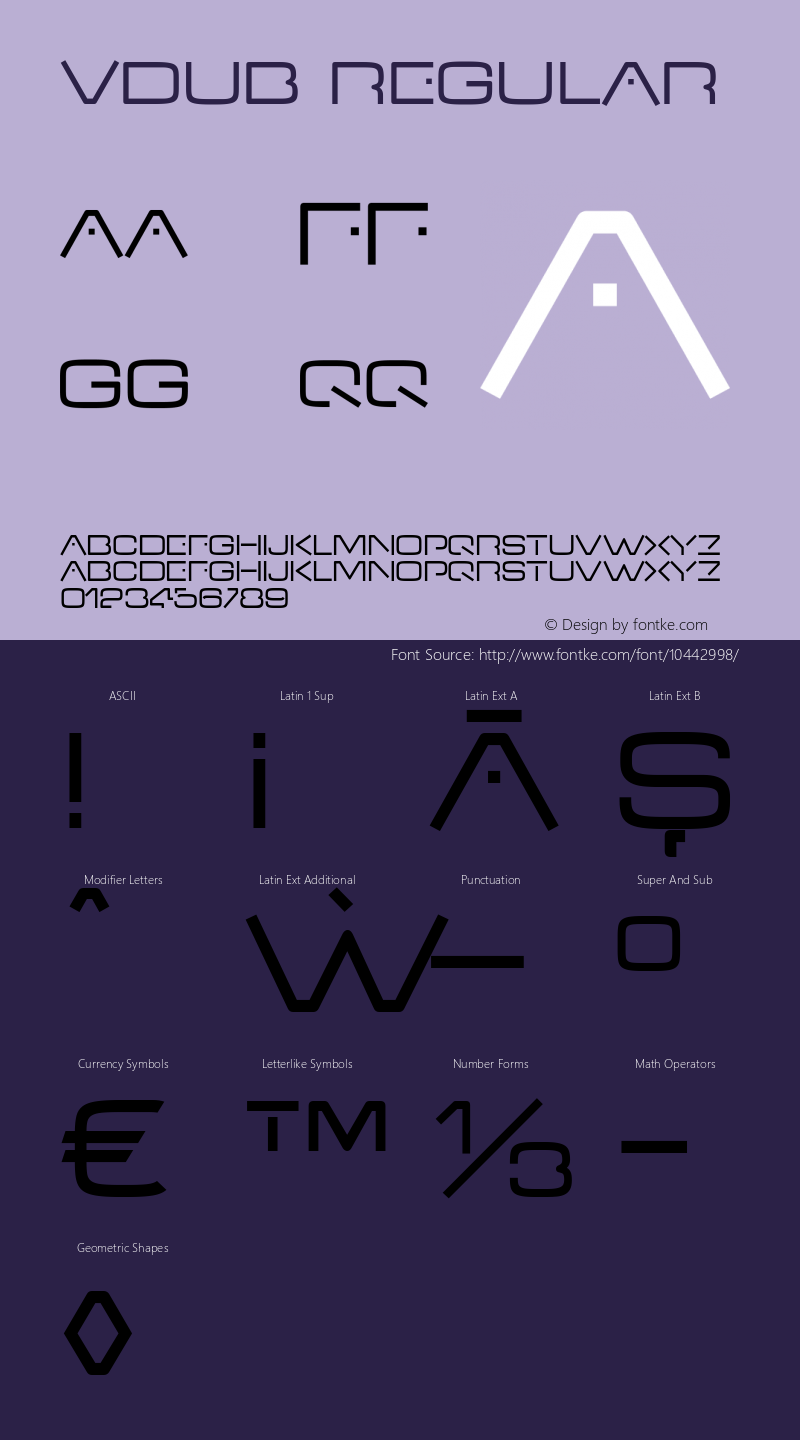 VDub Regular Version 4.000 Font Sample