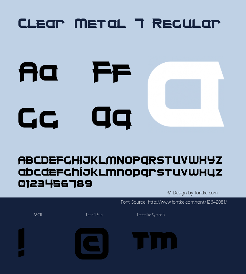Clear Metal 7 Regular Version 1.000 Font Sample