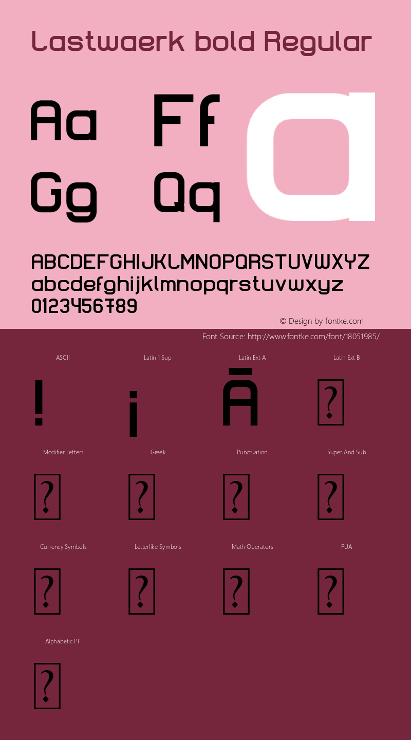 Lastwaerk bold Regular Version 1.000 2009 initial release Font Sample