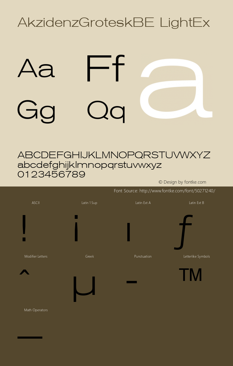 AkzidenzGroteskBE LightEx Macromedia Fontographer 4.1 4/4/2000 Font Sample