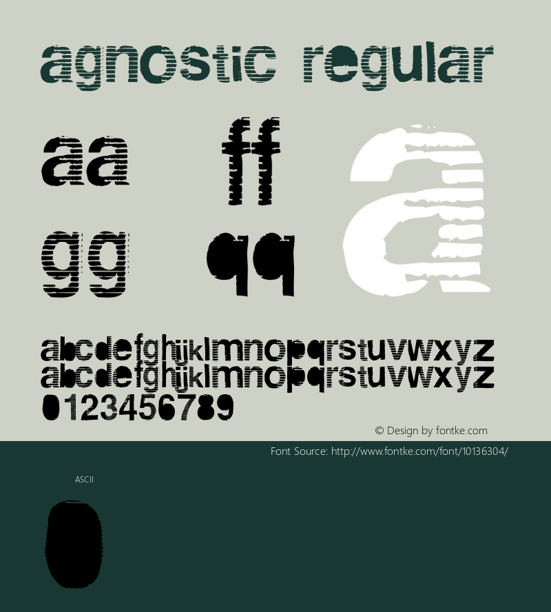 Agnostic Regular Macromedia Fontographer 4.1.5 11/29/04 Font Sample