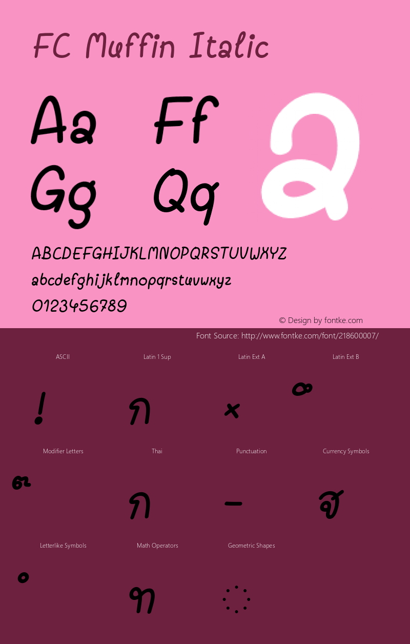 FC Muffin Italic Version 1.00 2020 by Fontcraft: Suwisa Sae-ueng图片样张