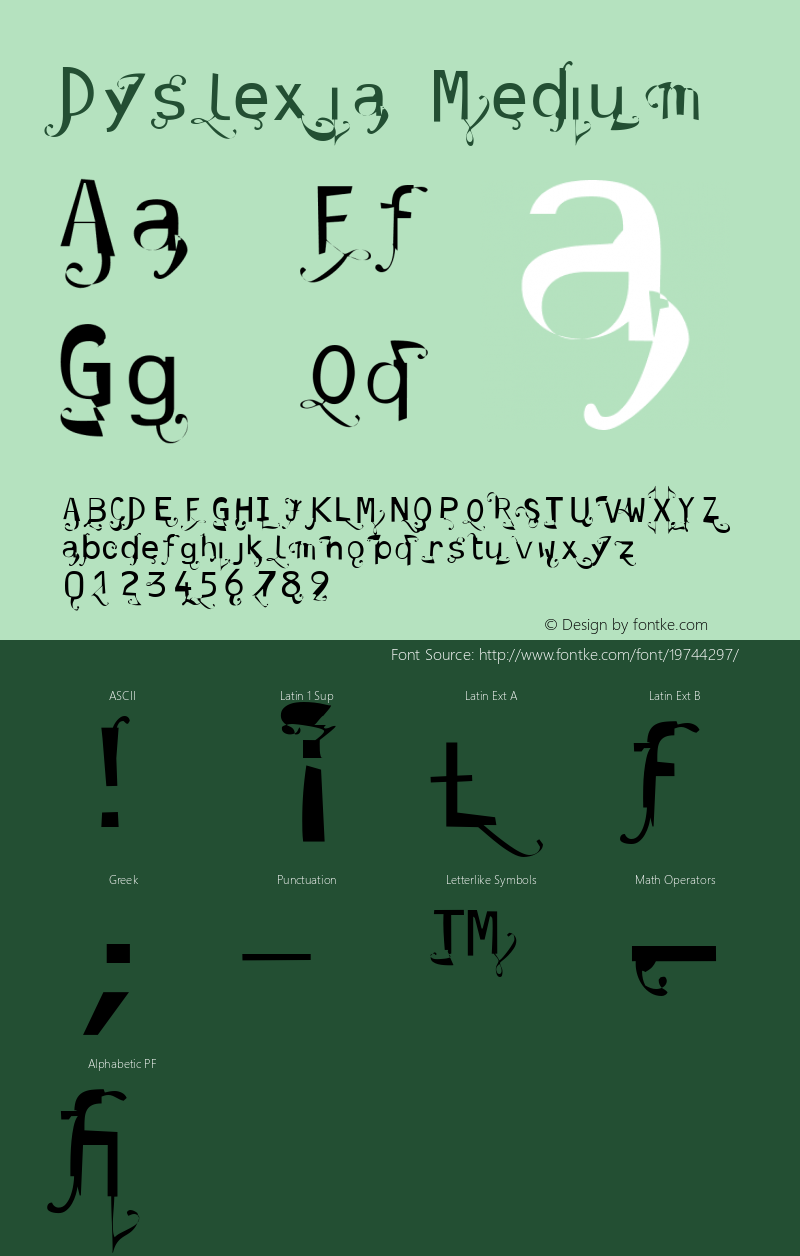 Dyslexia Version 001.000 Font Sample