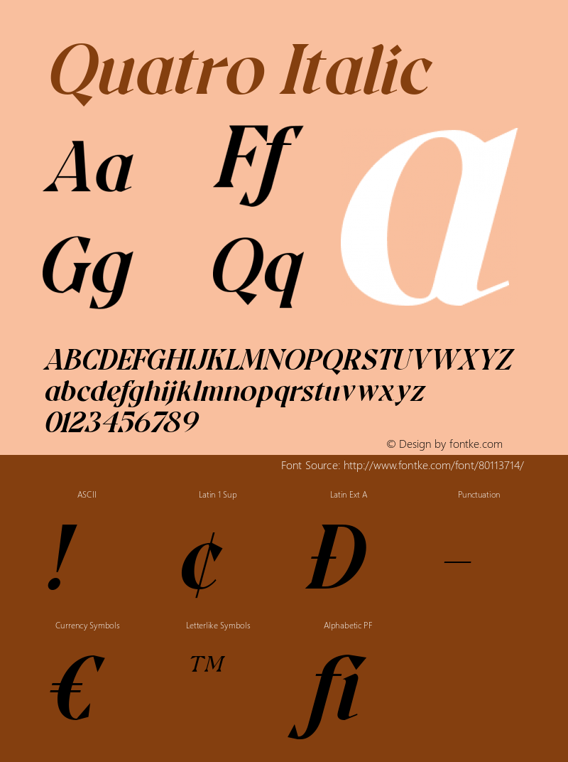 Quatro-Italic Version 1.000 Font Sample