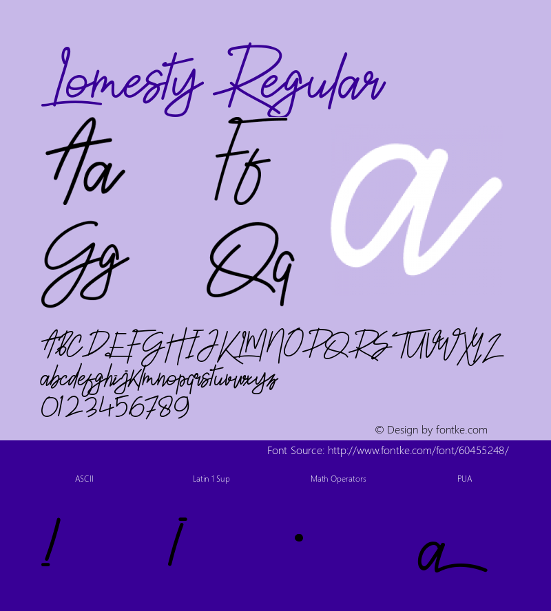 Lomesty Demo Version 1.00;April 2, 2020;FontCreator 13.0.0.2613 64-bit Font Sample