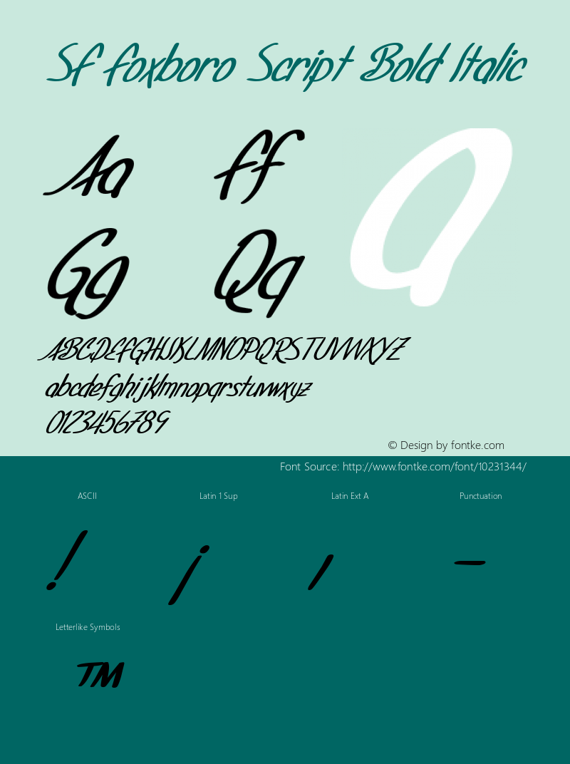 SF Foxboro Script Bold Italic v1.0 - Freeware Font Sample