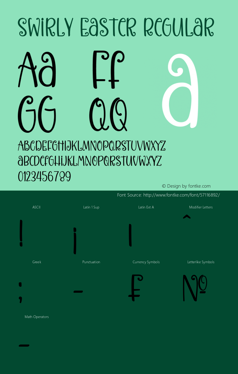 Swirly Easter Version 1.00;March 3, 2020 Font Sample