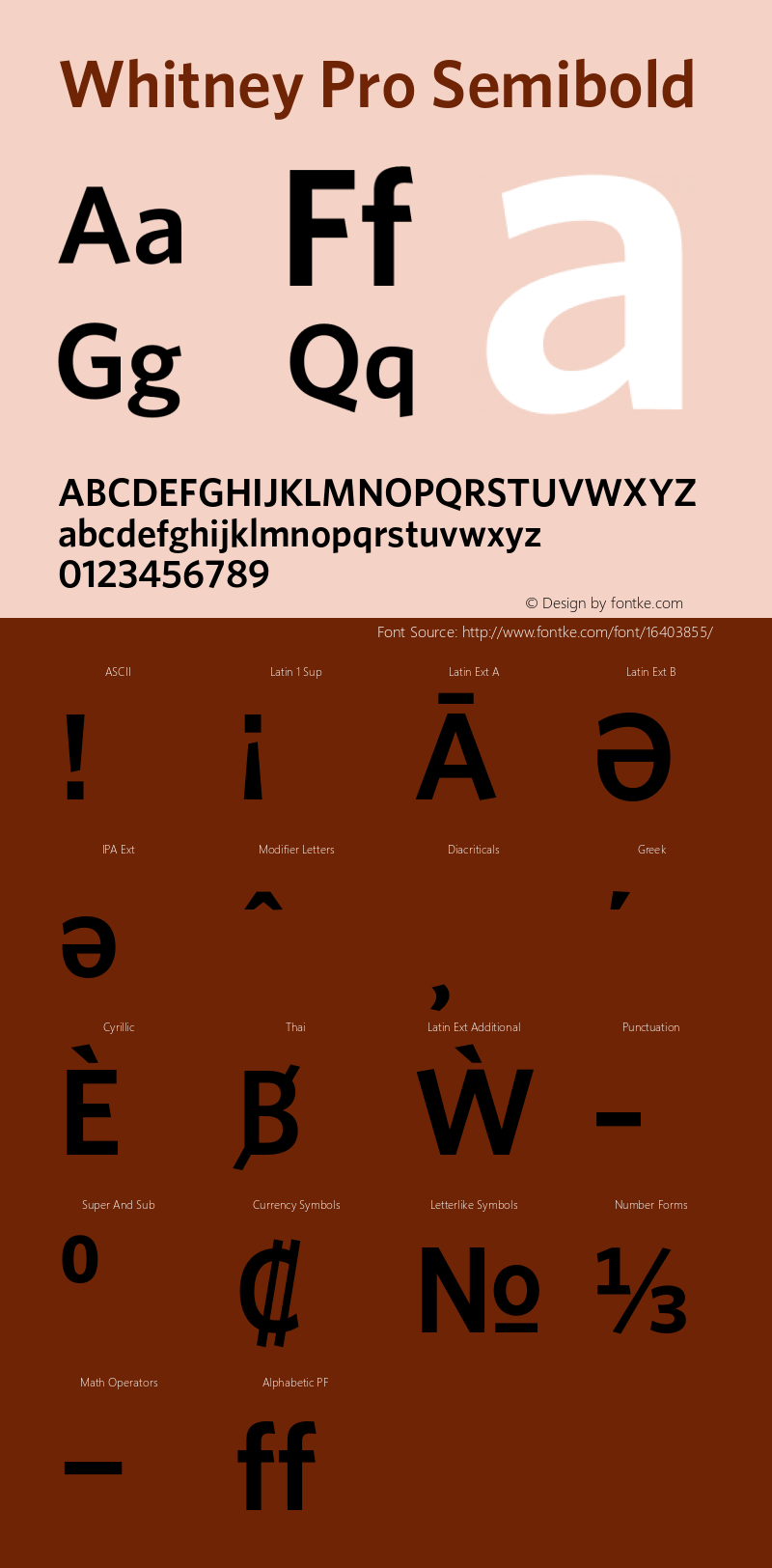 Whitney Pro Semibold Version 2.200 Pro (Latin-X, Greek, Cyrillic-X) Font Sample