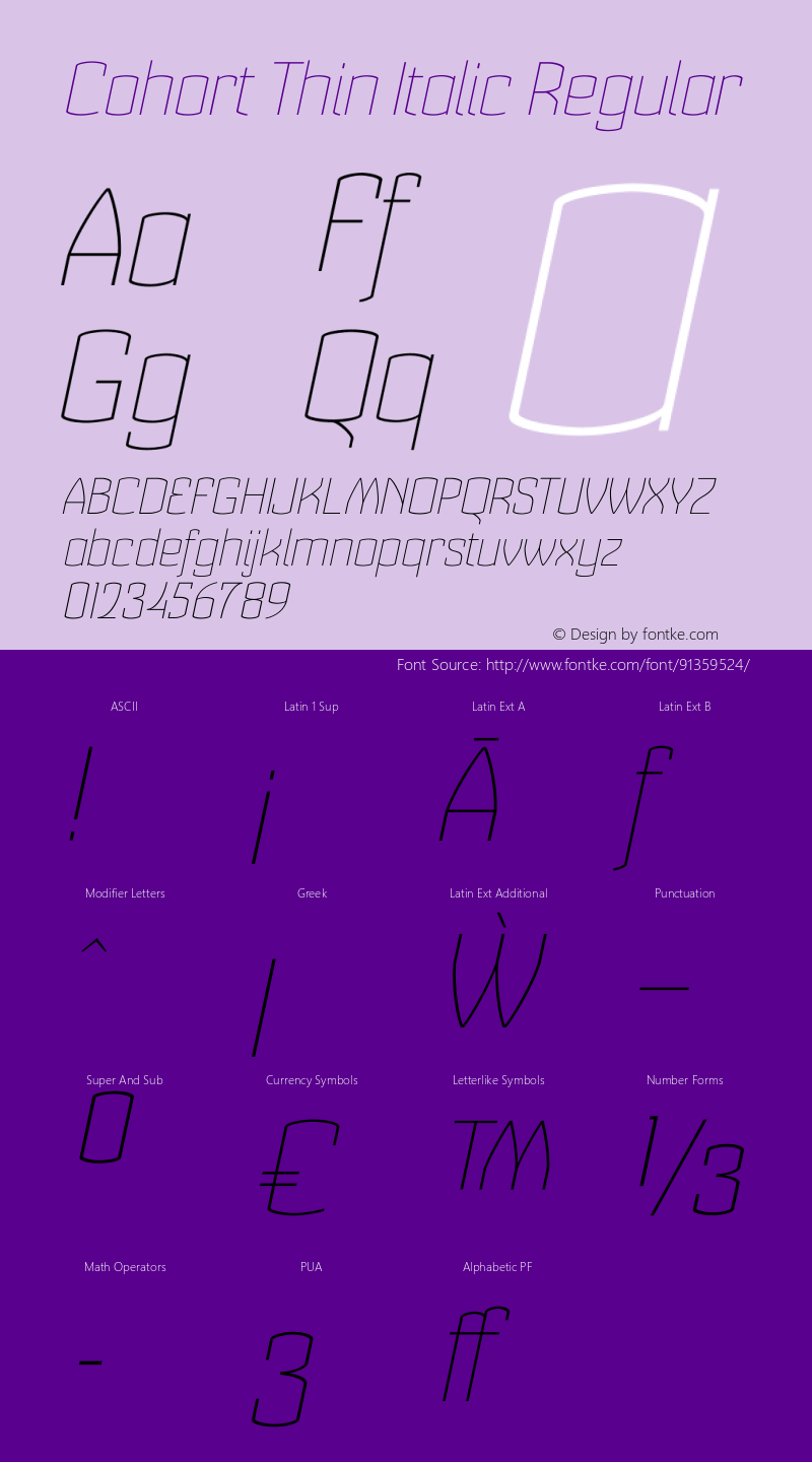 Cohort W03 Thin Italic Version 3.00 Font Sample