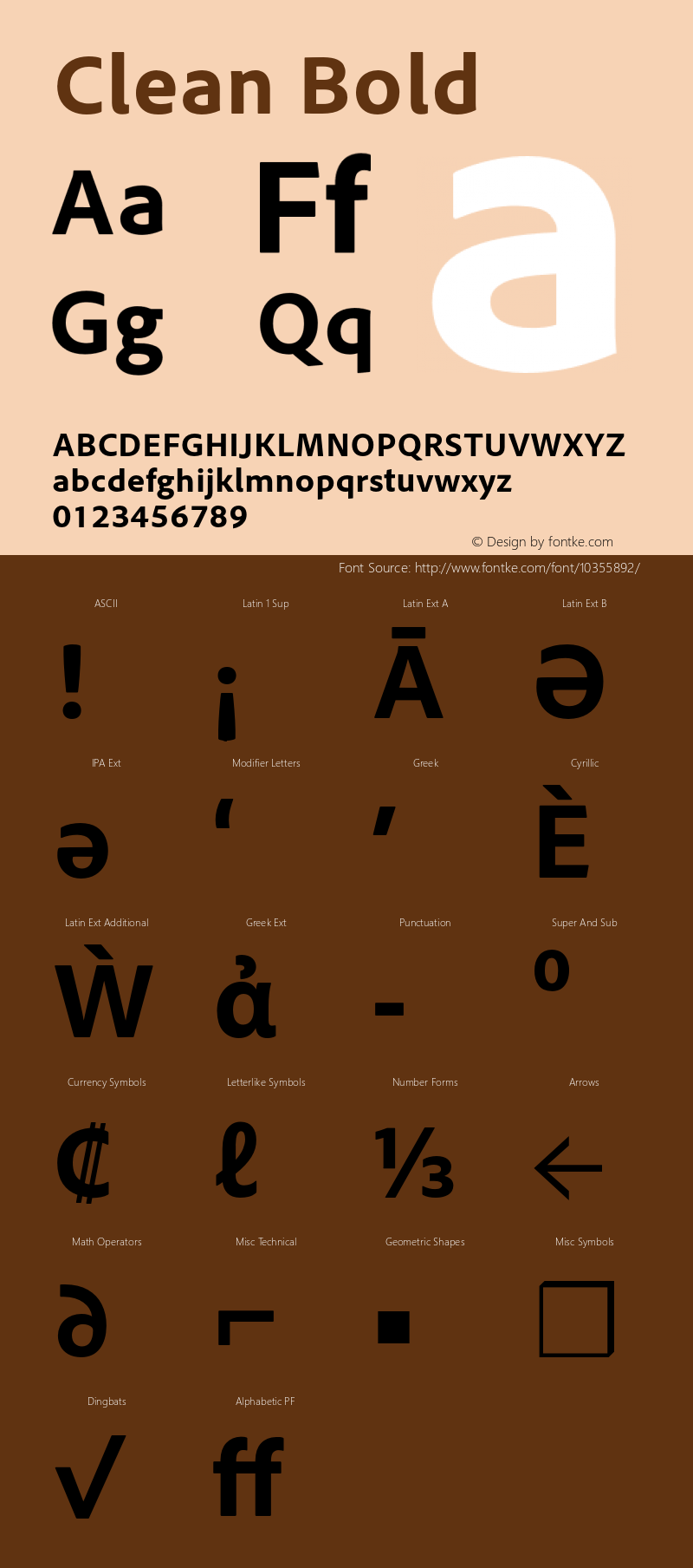 Clean Bold Version 1.0 Extracted by ASV http://www.buraks.com/asv Font Sample