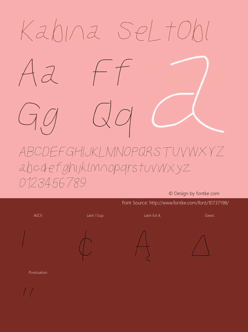 Kabina SeLtObl Version 1.0 Font Sample