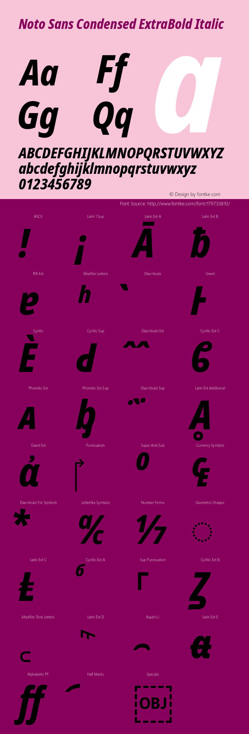 Noto Sans Condensed ExtraBold Italic Version 2.003图片样张