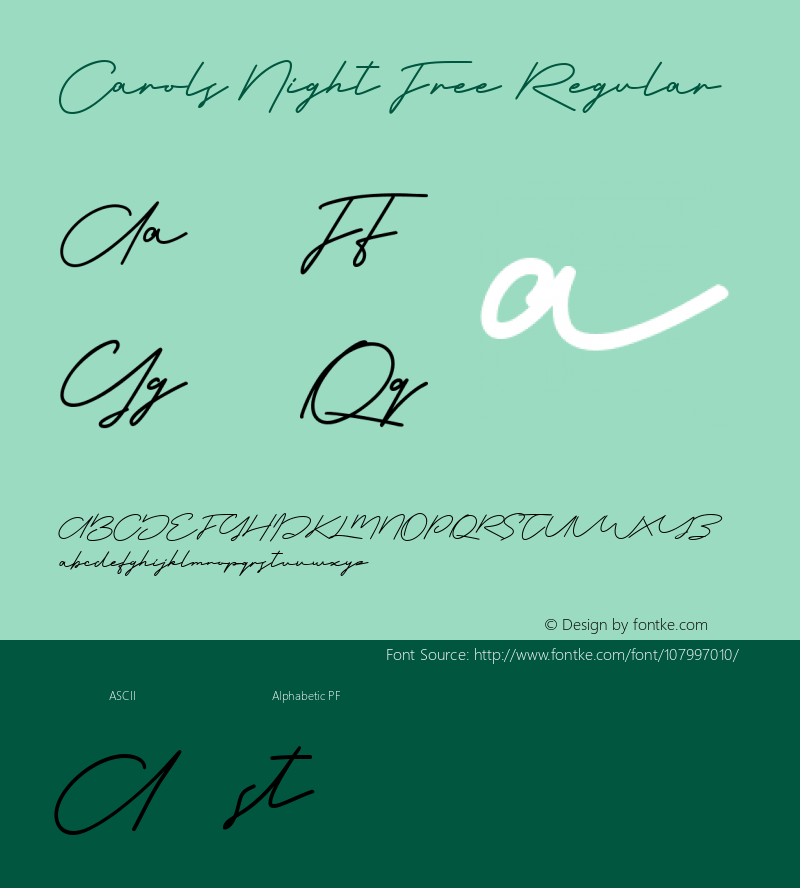 Carols Night Free Regular 1.000 Font Sample