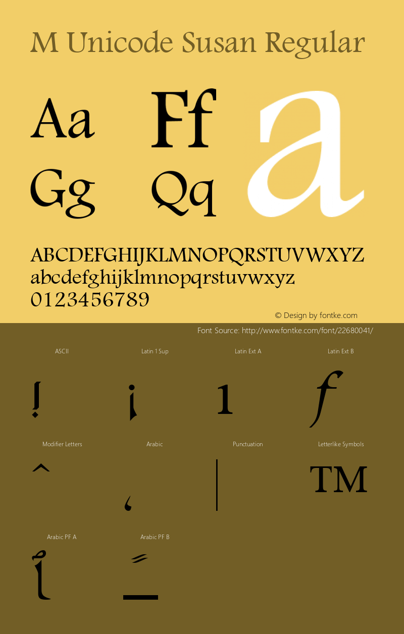 M Unicode Susan 1.0 - 1422 Font Sample