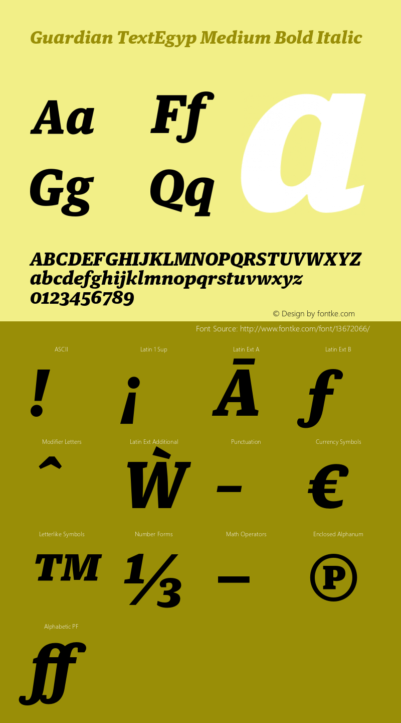 Guardian TextEgyp Medium Bold Italic Version 1.000;PS 001.000;hotconv 1.0.57;makeotf.lib2.0.21895 Font Sample