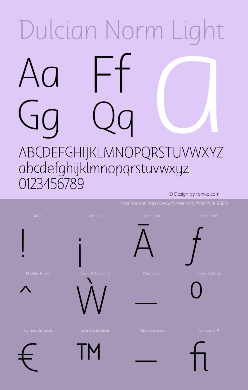 Dulcian Norm Light Version 1.000 Font Sample