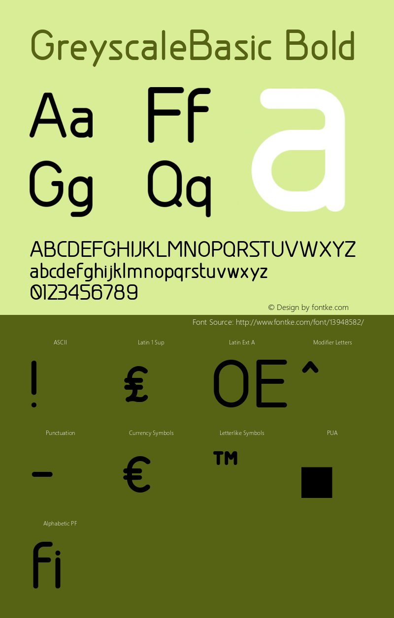 GreyscaleBasic Bold Version 001.000 Font Sample