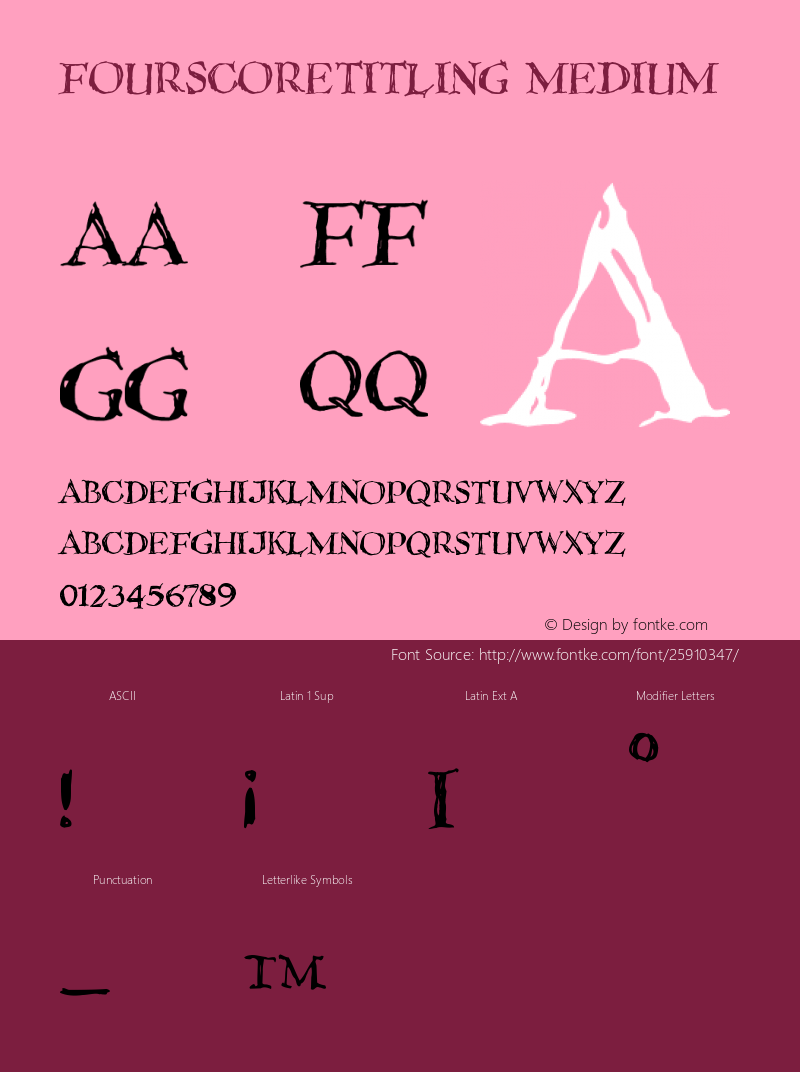 FourScoreTitling Version 001.000 Font Sample