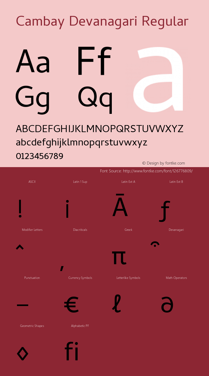 Cambay Devanagari Regular Version 1.180 Font Sample