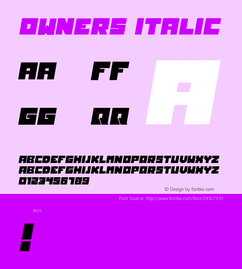 Owners Italic Version 1.000 Font Sample