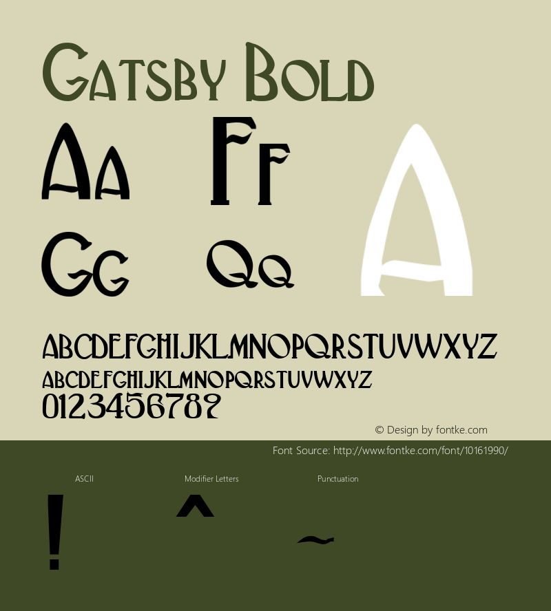 Gatsby Bold Rev. 003.000 Font Sample